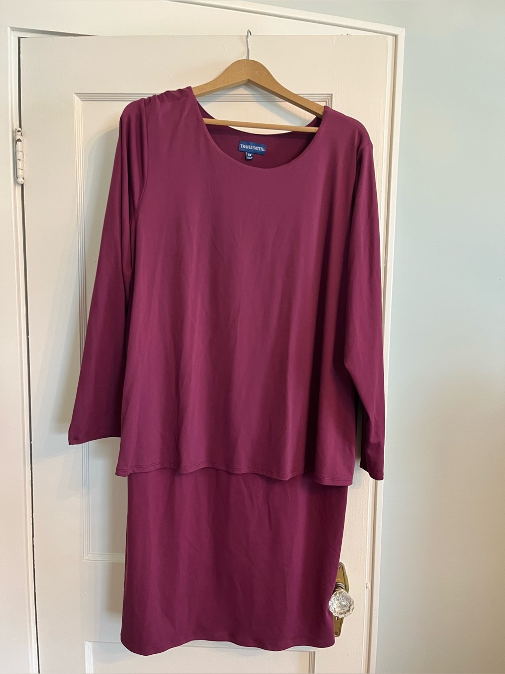 TravelSmith Women's Layered Midi Dress in Berry Plum